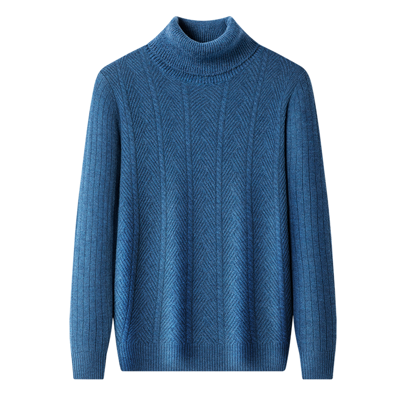 千锦鸟高端加厚羊毛衫男士100纯羊毛冬季高领毛衣打底衫暗花抗起球2022年新款中青年公务员上班冬款长袖T恤保暖爸爸冬装2