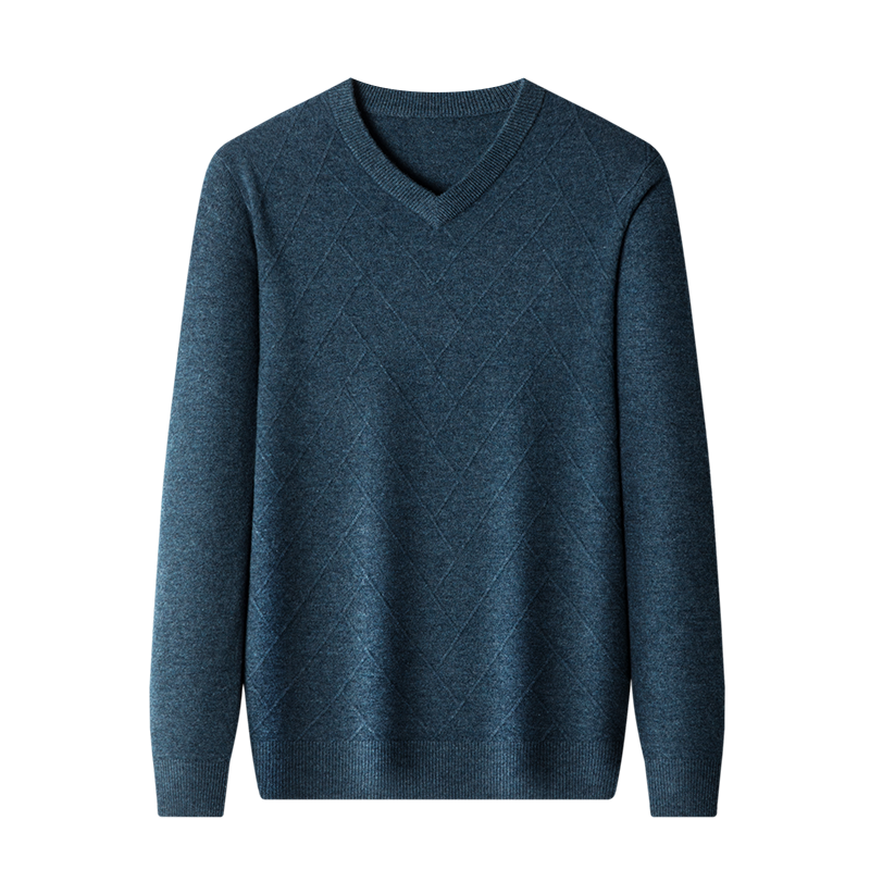 千锦鸟高端加厚羊毛衫男士100纯羊毛冬季鸡心领打底衫抗起球2022年新款中青年公务员上班V领针织衫厚实保暖毛衣爸爸冬装2