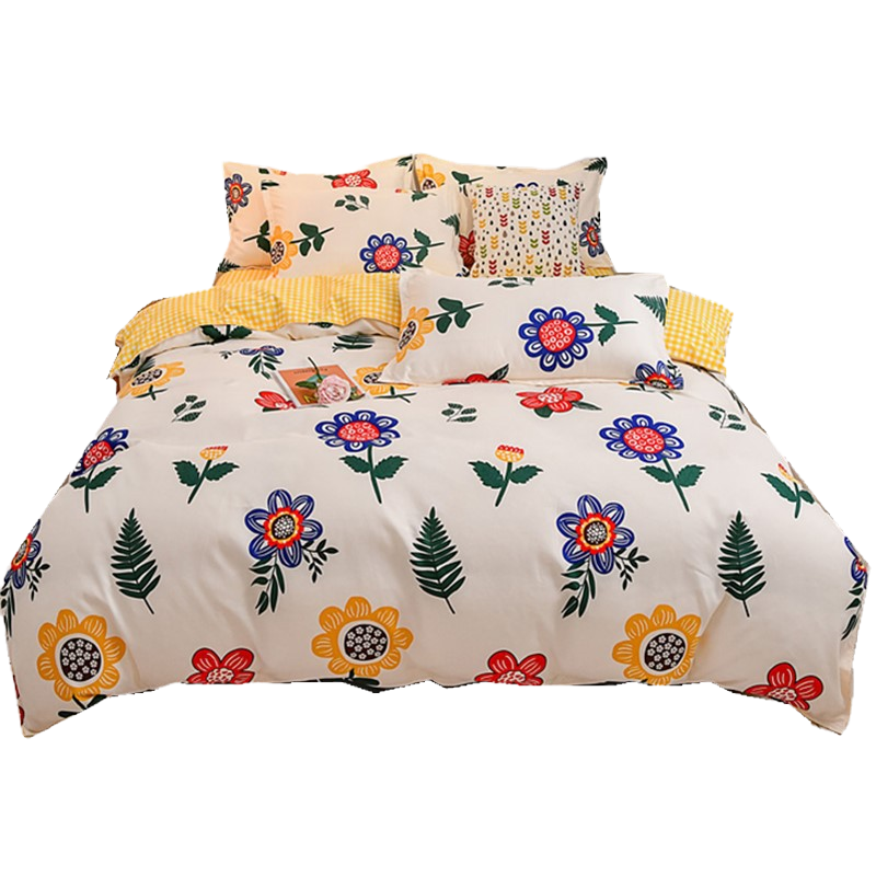 艾洛苏 磨毛水洗棉床上四件套 磨毛款成人床上用品三件套装 ins风双人单人春夏秋冬床单被套学生宿舍被套被单