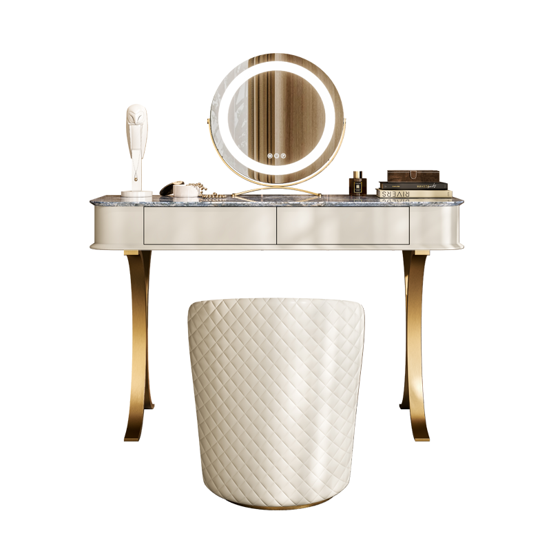 法依兰意式轻奢岩板梳妆桌现代简约小户型卧室化妆台设计师高级感化妆桌