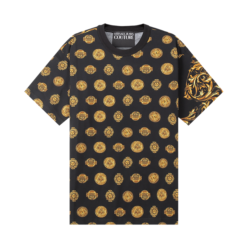 范思哲 VERSACE JEANS COUTURE 男士棉质圆领短袖T恤72GAH6R1 JS064