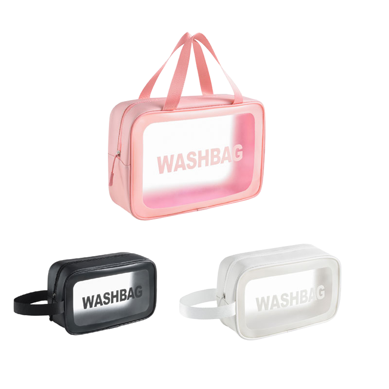 安居先森YTJ003磨砂半透明PU洗漱化妆包小号白色