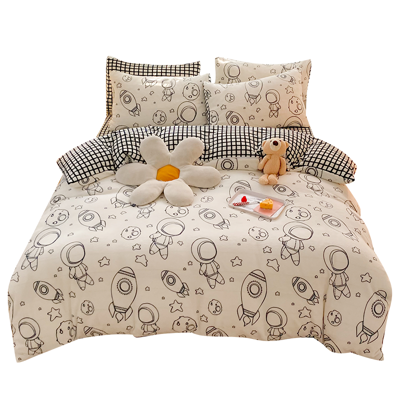 卡洛儿杜香牛奶绒四件套冬季加厚保暖珊瑚绒被套床单法兰绒床笠床上用品