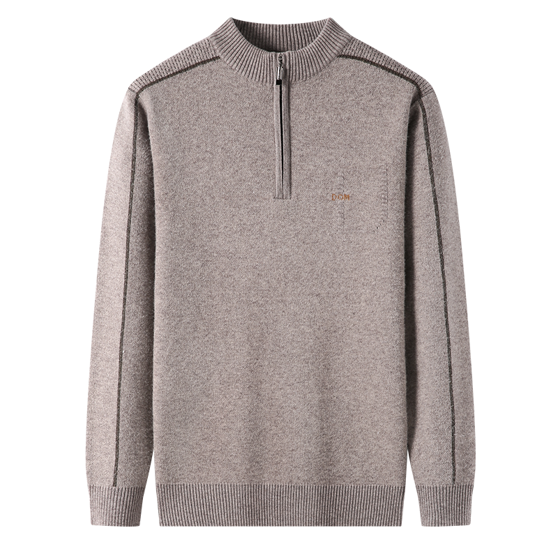 千锦鸟2022年秋冬季新款男士加厚针织衫线衣中青年公务员休闲百搭保暖半高拉链领毛衣羊毛衫爸爸装上班工作打底衫父亲节礼