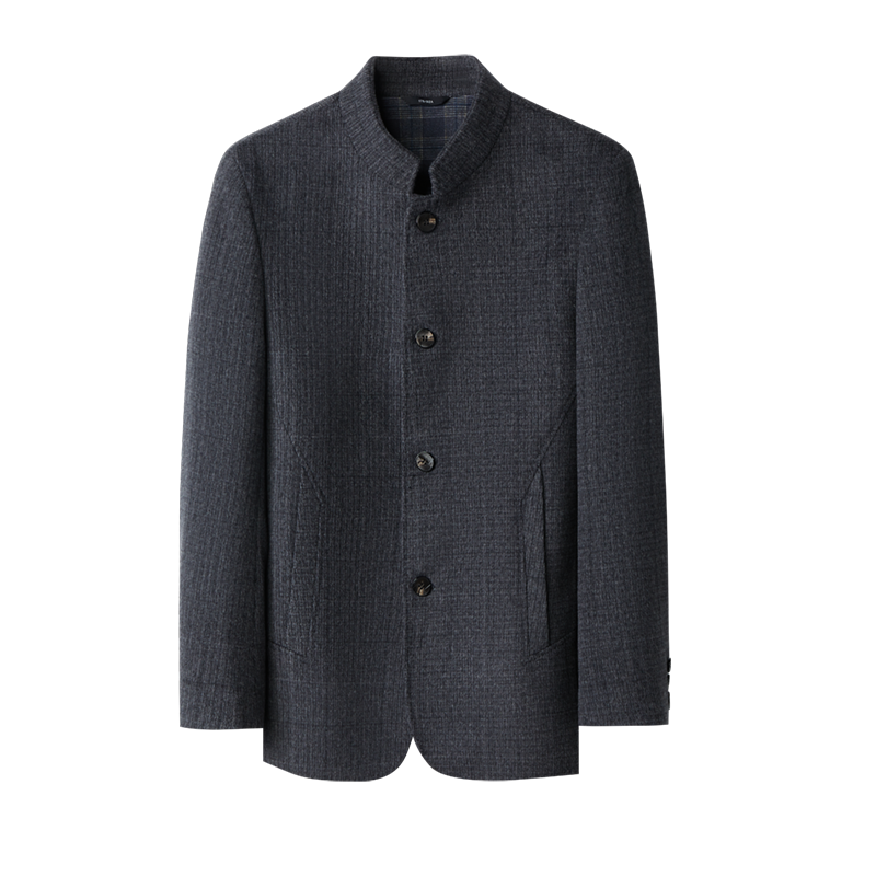 千锦鸟中老年男士羊毛双面呢子大衣短款中青年冬季加厚立领外套2022新款白领公务员干部外出商务帅气保暖棉衣棉服大衣男装上