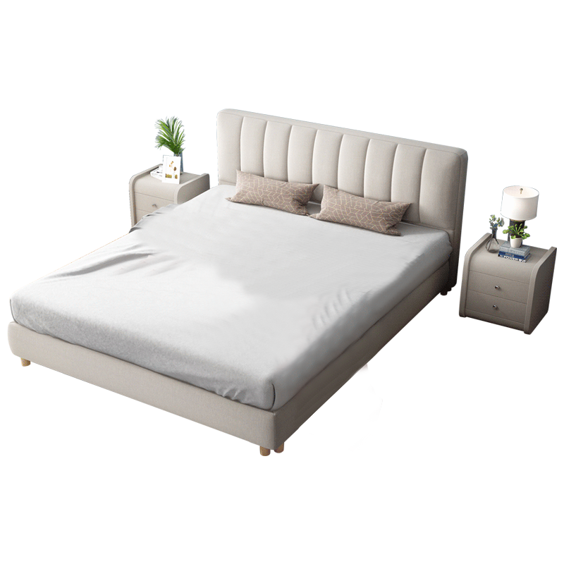 百冠环球 床 布艺床北欧双人床简约现代 可拆洗软靠实木储物婚床