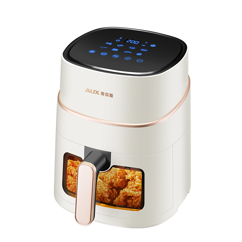 奥克斯空气炸锅家用可视多功能全自动大容量2022白色无油电炸锅机