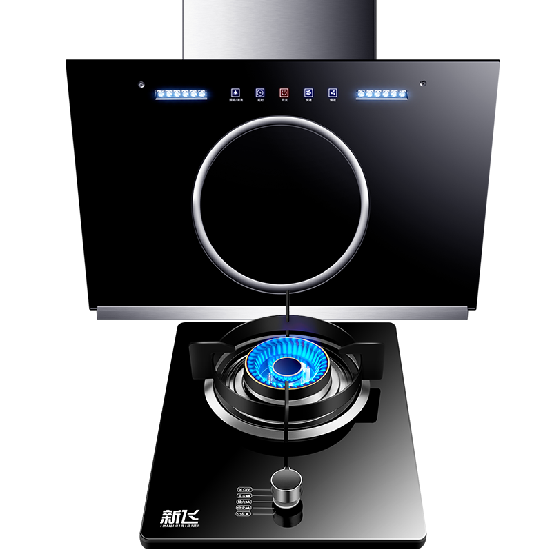 新飞烟灶套装小尺寸抽油烟机灶具套餐家用厨电两件套808+A3单灶天然气 自行安装