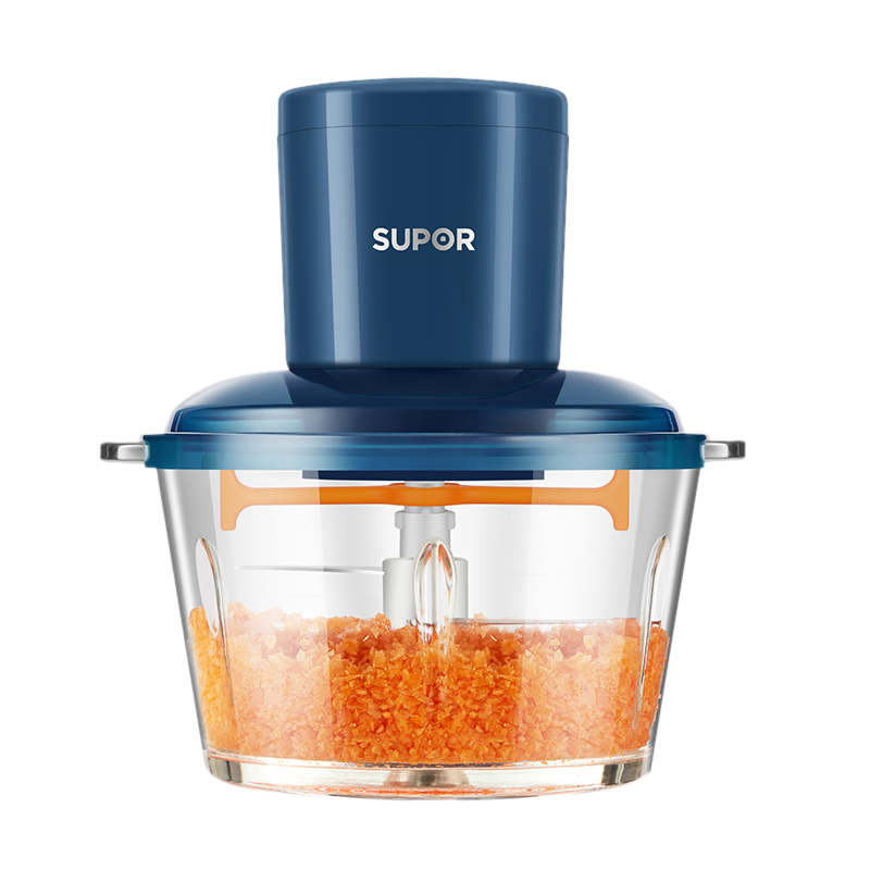 苏泊尔(SUPOR)绞肉机家用料理机宝宝婴儿辅食机迷你多功能电动搅拌机小型碎肉机JR52S-U 深蓝色(双刀))