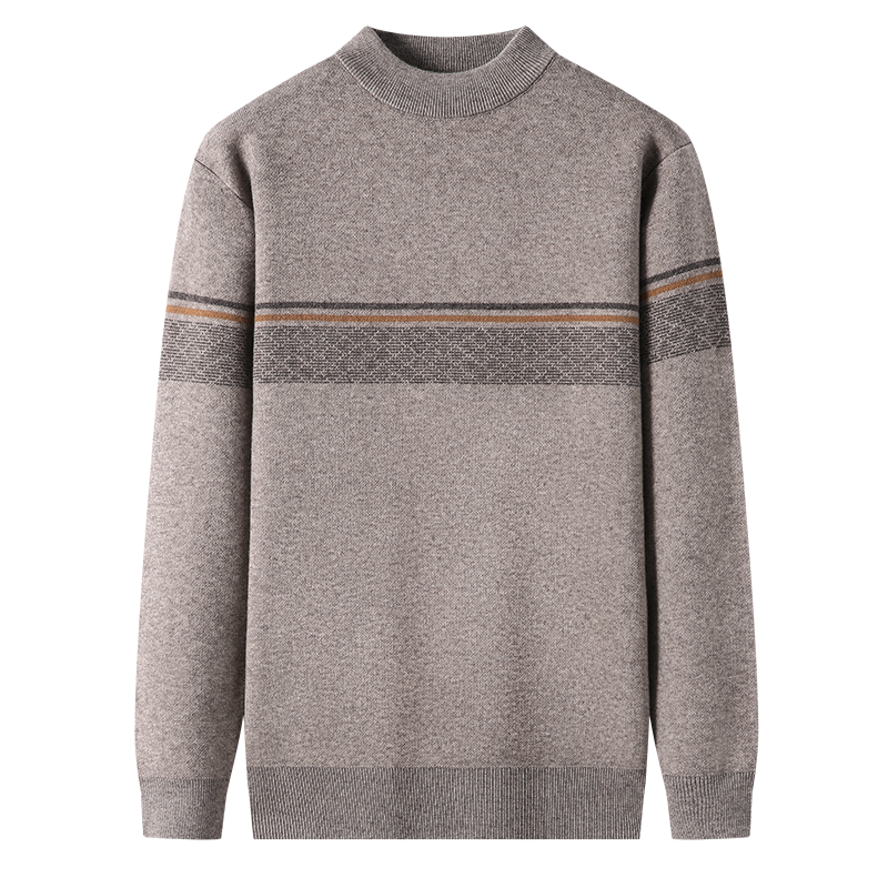 千锦鸟2022年秋冬季新款男士加绒针织衫线衣中青年公务员休闲百搭保暖圆领毛衣羊毛衫父亲爸爸装上班工作内搭打底衫