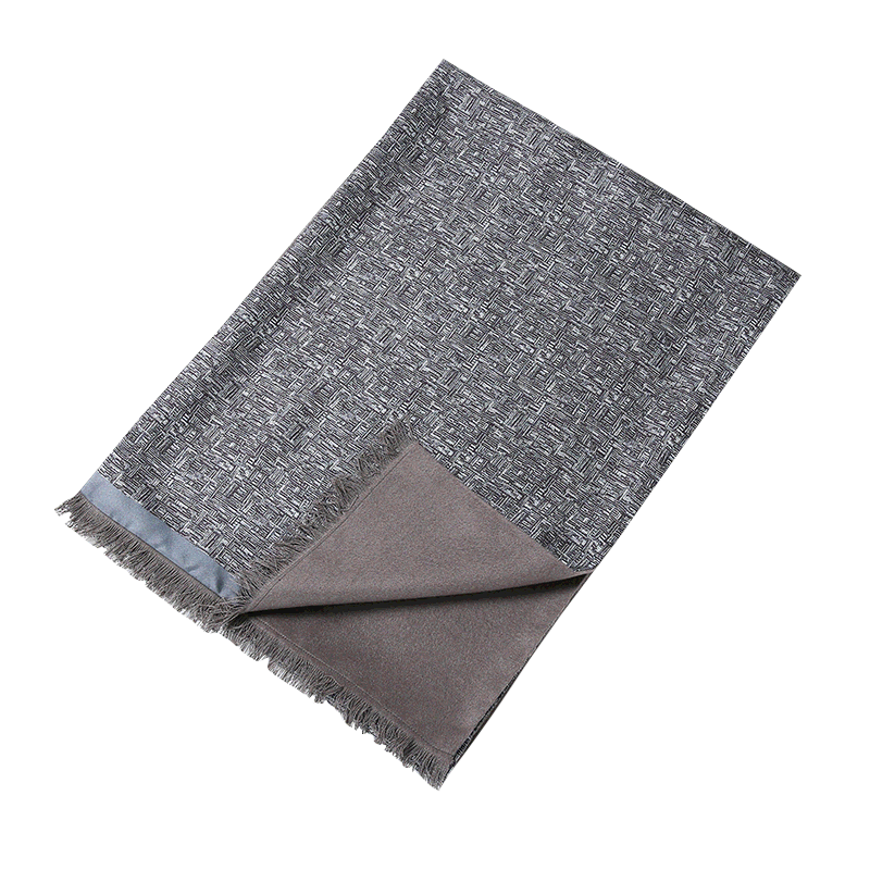 丝煌真丝围巾秋冬100%桑蚕丝高档商务男士双层保暖真丝绒丝巾长款