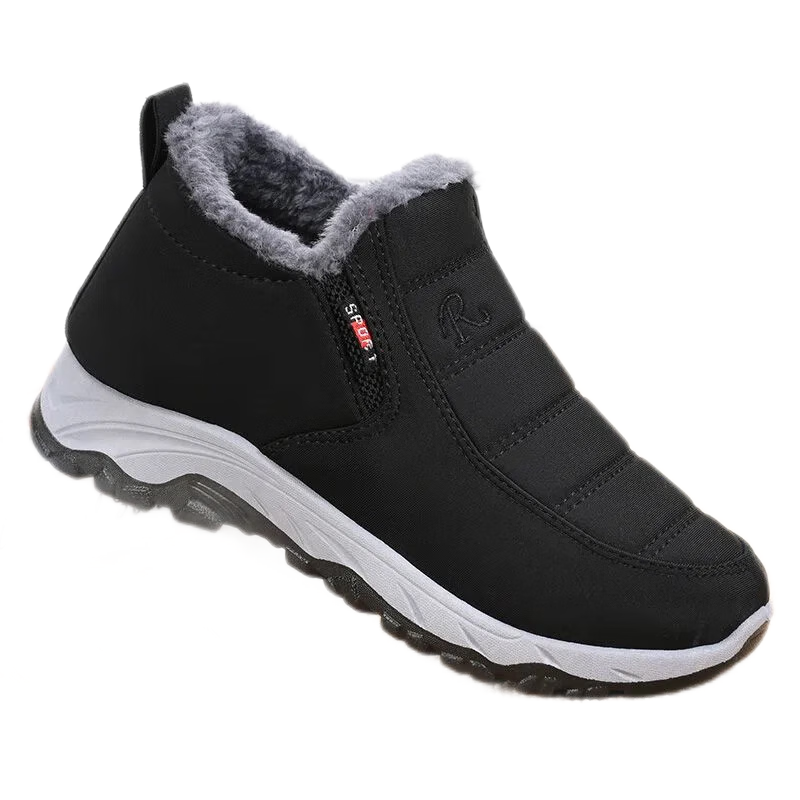 冬季情侣加厚加绒男保暖防水雪地靴女士防滑中老年短靴中年女棉鞋莎丞