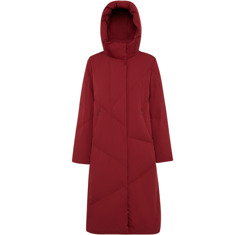 波司登女冬季鹅绒羽绒服长款修身高领连帽设计防风保暖纯色商务风