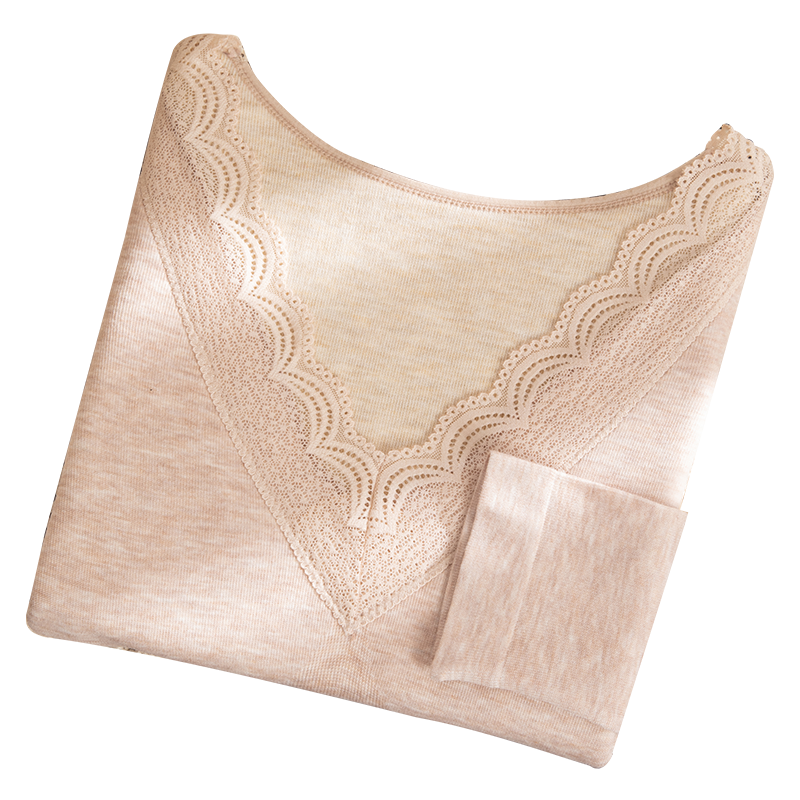 秋衣秋裤女套装保暖内衣女修身蕾丝美体羊毛桑蚕丝棉毛衫