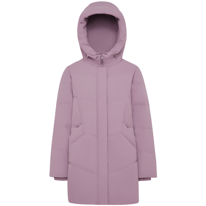 波司登女防风保暖显瘦通勤连帽宽松中长款羽绒服妈妈款B10145122B