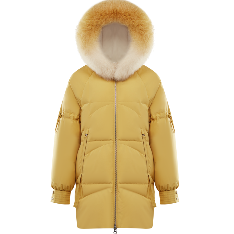 波司登羽绒服女中长莫兰迪色狐狸毛领H型冬季厚羽绒外套B00145974