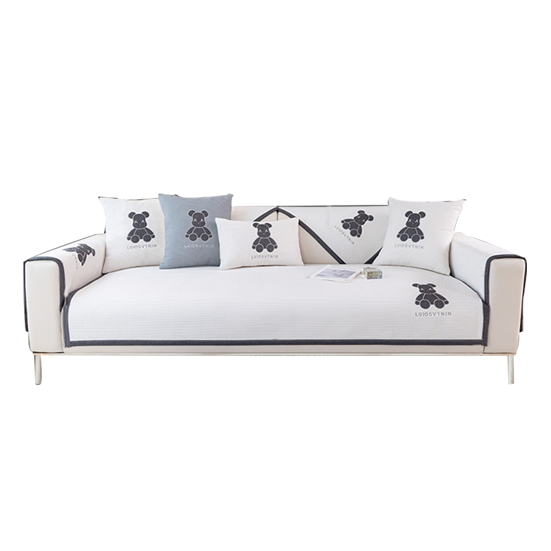 英仑风情 四季沙发垫套装防滑沙发坐垫子123组合秋冬季灯芯绒沙发垫布艺简约卡通熊沙发套罩巾沙发贵妃支持定制飘窗垫