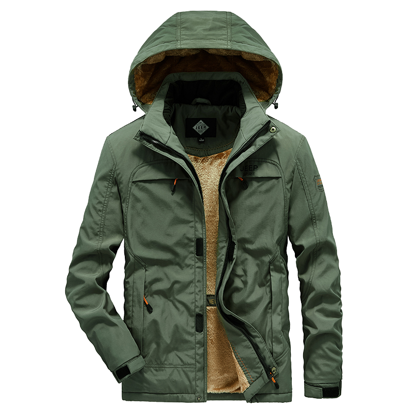JEEP SPIRIT吉普男士纯棉夹克加绒加厚外套户外休闲工装大码棉衣秋冬保暖御寒衣服