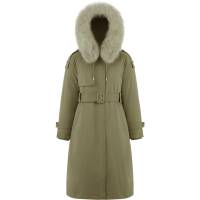 波司登女款派克服时尚宽松保暖中长款连帽羽绒服一衣三穿毛领大衣