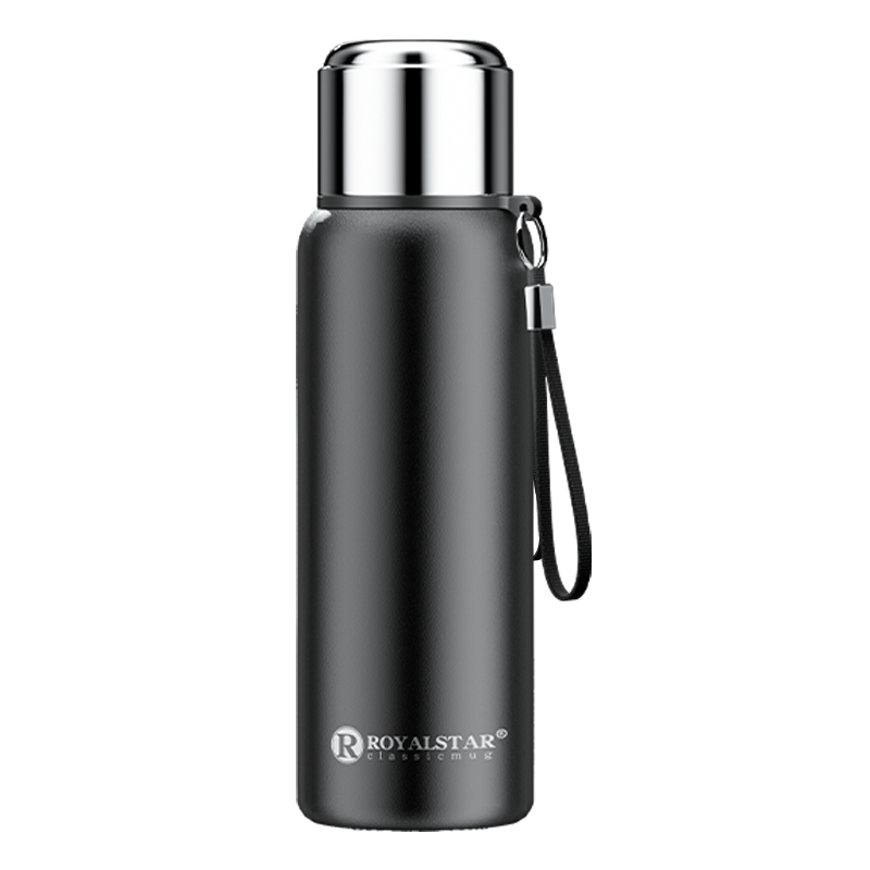 荣事达(Royalstar)全钢保温杯316不锈钢男女茶水分离泡茶杯高效保温800ml大容量黑色水壶水杯RB292205