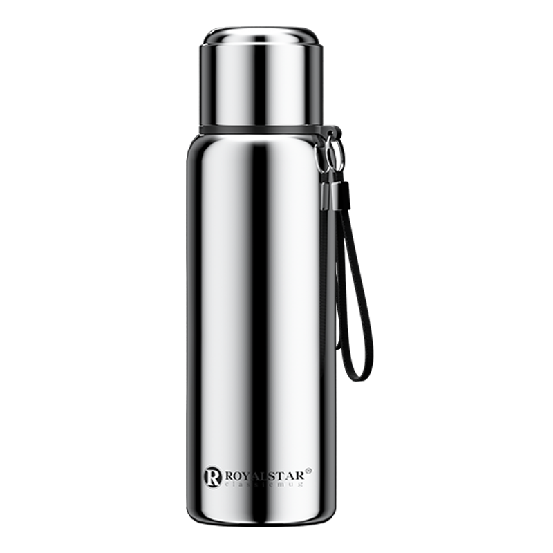 荣事达(Royalstar)全钢保温杯316不锈钢男女茶水分离泡茶杯高效保温1.2L大容量本色水壶水杯RB292205