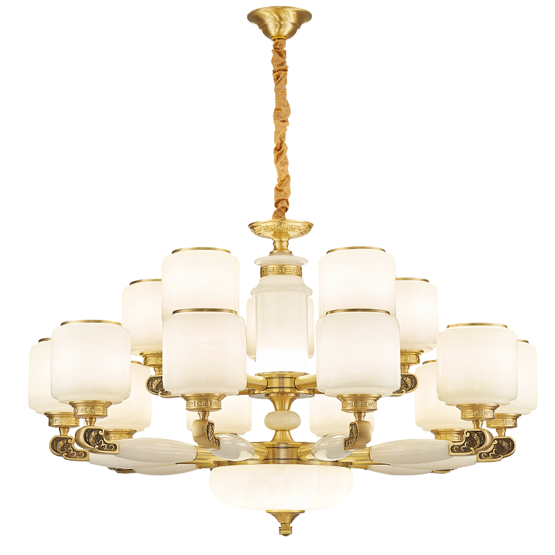 克罗斯塔 克罗斯塔 别墅客厅大吊灯复式楼中空楼梯长吊灯全铜新中式酒店大厅餐厅茶室灯具