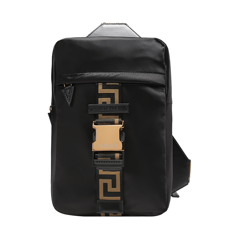 范思哲 VERSACE 男士织物希腊回纹胸包单肩斜挎包1000740 DNYGR3