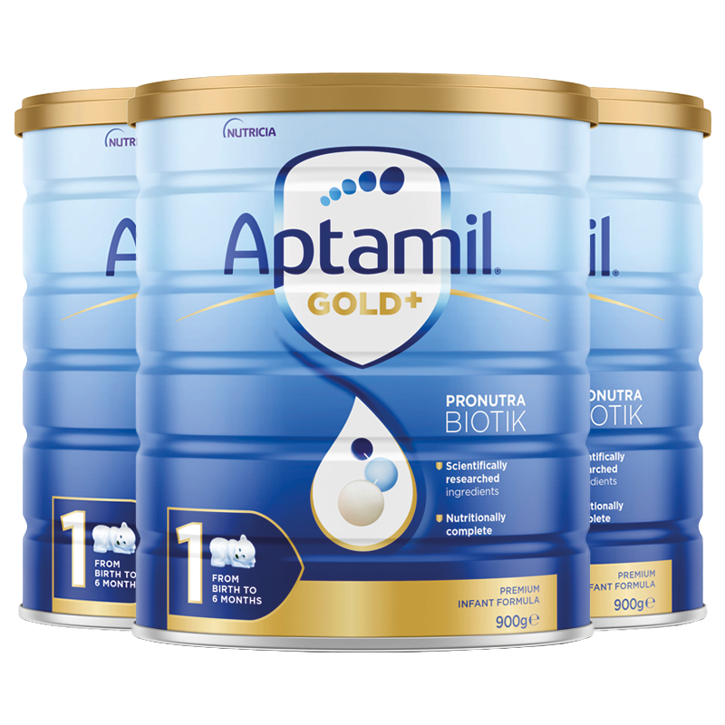 澳洲爱他美Aptamil金装1段900g 三罐装