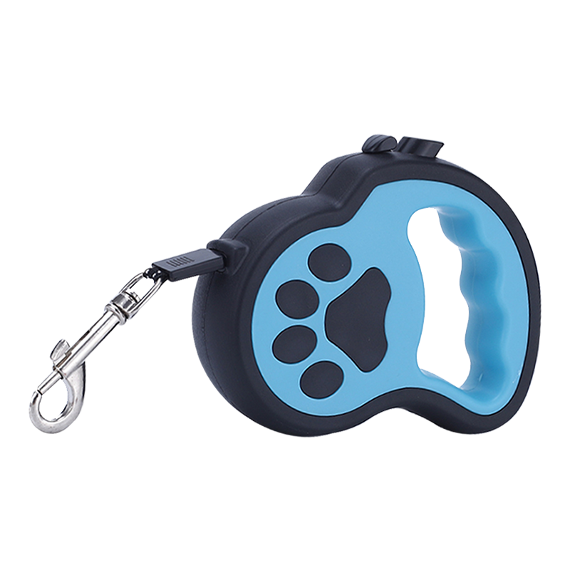 众立方 可伸缩宠物牵引绳加项圈 大中小型狗狗绳便携伸缩宠物牵引器 粉蓝拼色3米+L码项圈