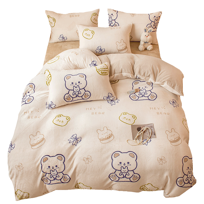 卡洛儿杜香加厚牛奶绒被套单件冬天珊瑚绒被罩单人2022新款冬季加绒被单