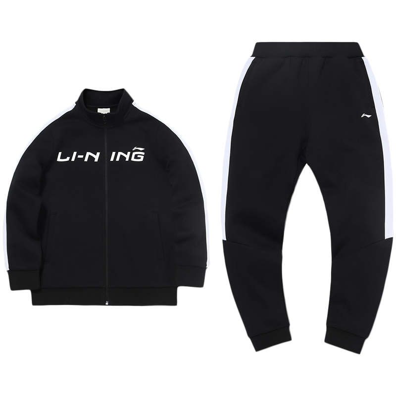 李宁童装套装男女小大童开衫卫衣长袖卫裤收口长裤休闲运动服