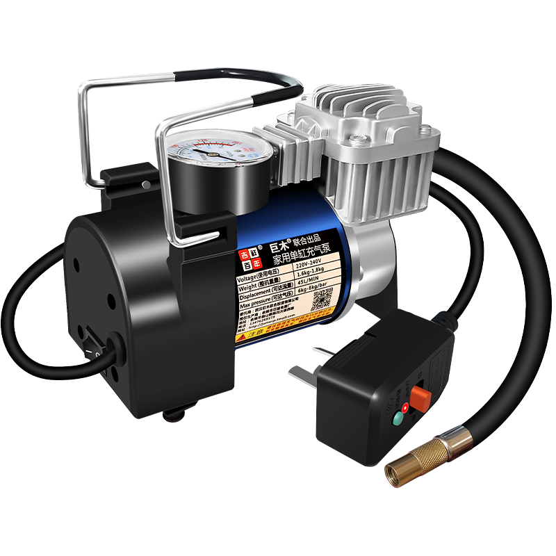 巨木 家用充气泵220V 汽车电动车轮胎打气泵 篮球气袋泳圈多功能打气筒 家用单缸充气泵+延长管+手提包