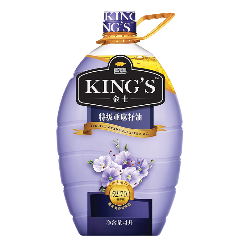 金龙鱼KINGS冷榨初榨一级亚麻籽油4L