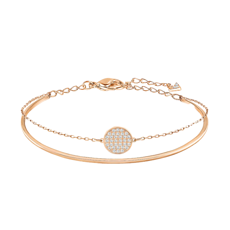 施华洛世奇(SWAROVSKI) Ginger玫瑰金色网球拍双层手镯 送恋人5274892