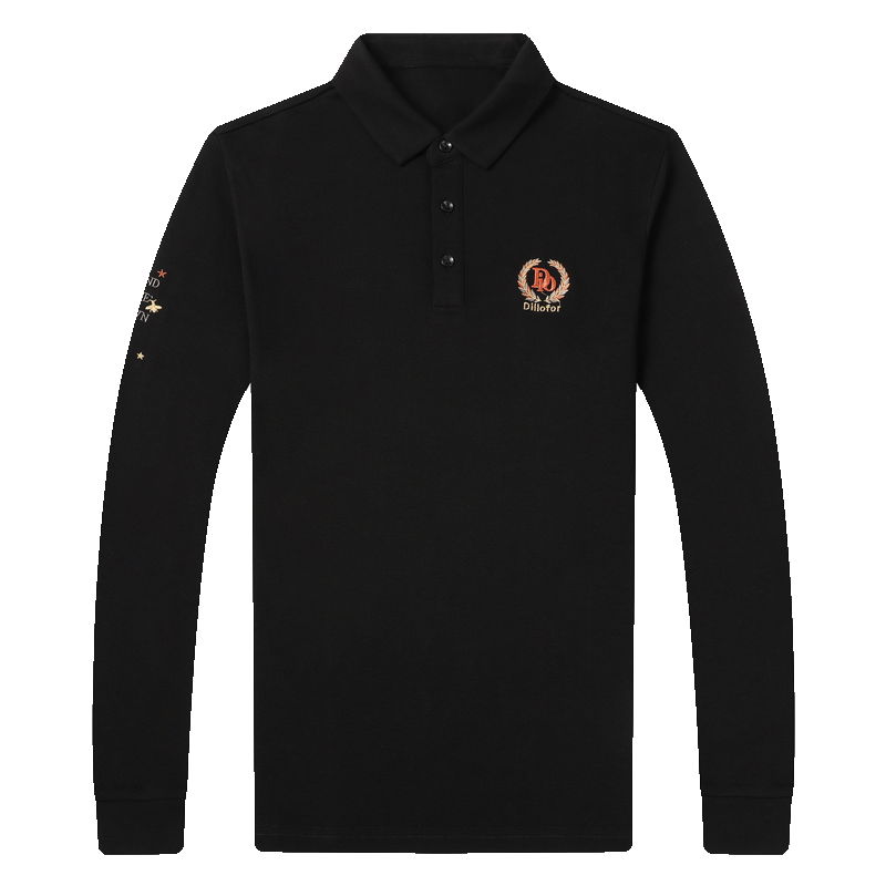 千锦鸟(Qianjinniao)2022春秋季男士长袖t恤纯棉翻领T恤休闲百搭POLO衫中青年公务员上班体恤衫爸爸装1