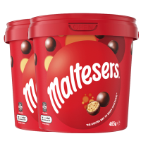 麦提莎Maltesers麦丽素桶装牛奶夹心巧克力豆球465g 2桶装 休闲生日婚庆婚礼儿童零食糖果