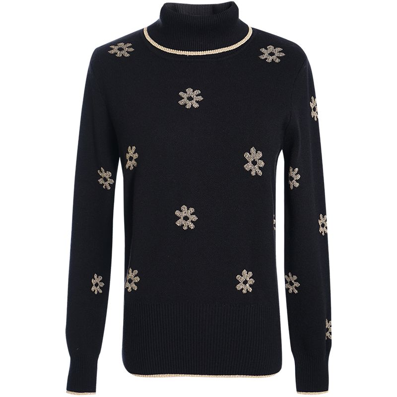 OUNIXUE欧昵雪 | [宽松高领提花毛衣]秋冬季复古套头上衣百搭遮肉针织衫女