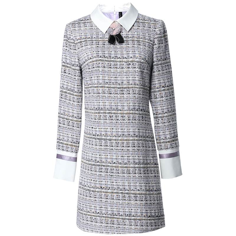 OUNIXUE欧昵雪 | 冬季甜美休闲小香风短款裙子时尚女装长袖淑女气质秋冬连衣裙