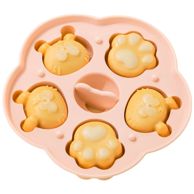 宝宝辅食蒸糕硅胶模具婴幼儿食品级可蒸糕点猫爪米糕全套工具磨具