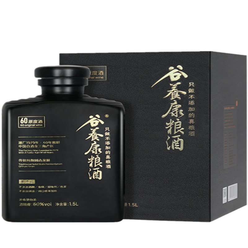 谷养康粮食酒原浆60度白酒 纯粮食五粮浓香型白酒酒水1.5L