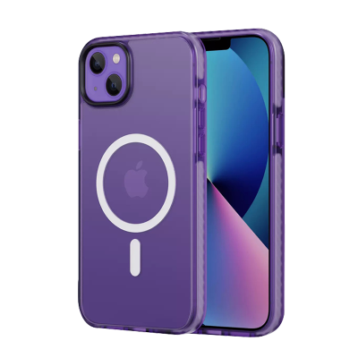 安美宝 苹果14/13手机壳iPhone14ProMax磁吸磨砂13防摔保护套14Plus半透明软硅胶十四P简约新款
