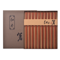拾画 抗菌红檀木筷子 高档餐具实木礼盒筷10双装25cm SJ-6198