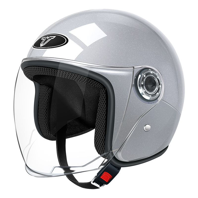 淘尔杰TAOERJ[卡其色-高清防雾]电动电瓶车头盔轻便安全帽可爱韩版防晒全盔防雾镜片四季通用