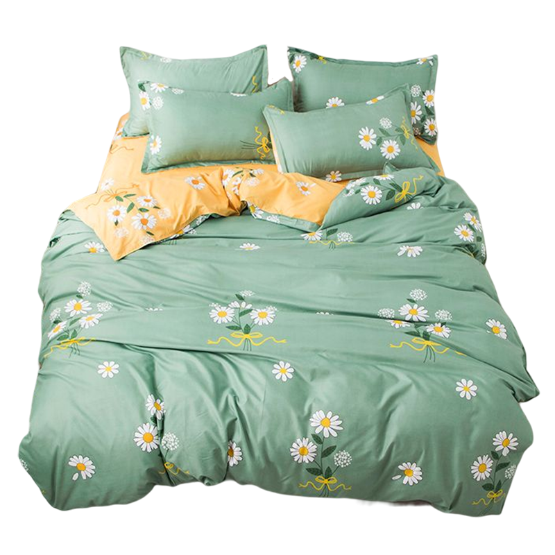 安居先森植物棉印花单人床三件套活性印染员工宿舍常用0.9米床/1.2米床床上用品三件套C1070