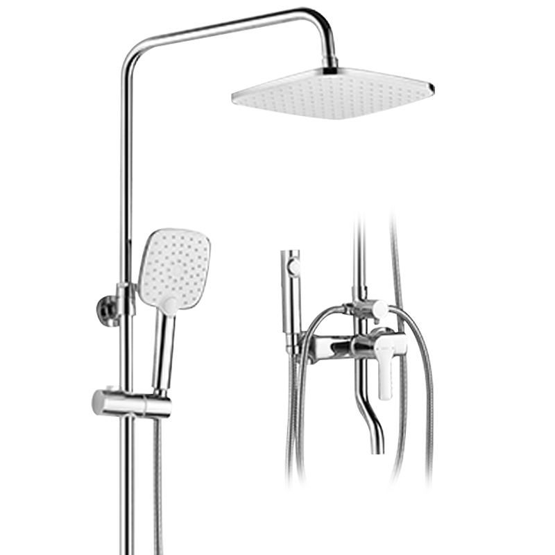 恒洁(HEGII)淋浴花洒套装 精铜主体冷热出水龙头独立喷枪手持花洒头方形花洒HMF916-333C