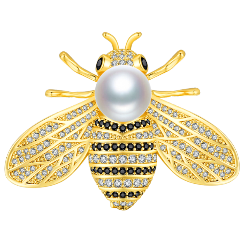 佰色传情(BRIR)淡水珍珠小蜜蜂胸针女士高档胸花时尚别针配饰品