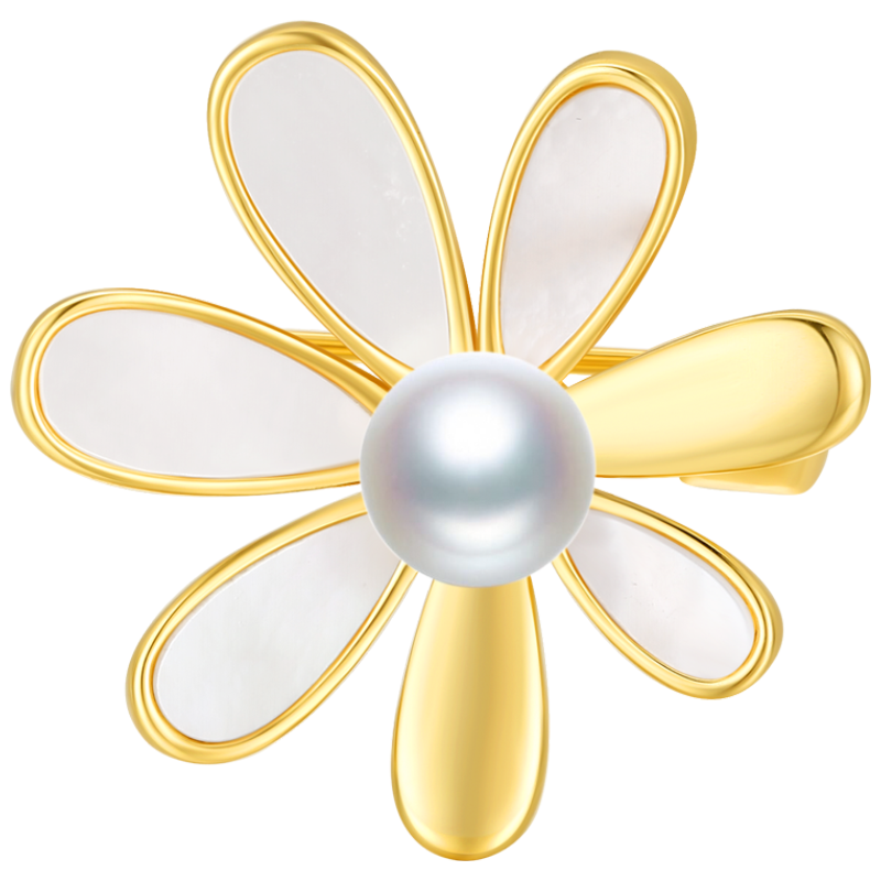 佰色传情(BRIR)[向阳而生]淡水珍珠花朵胸针女高档胸花时尚别针配饰品