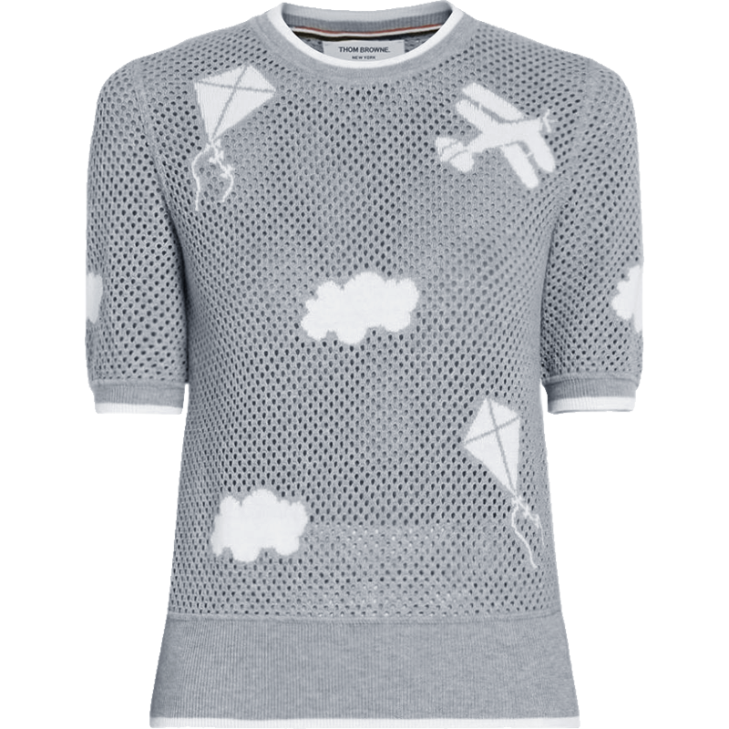 汤姆·布朗 THOM BROWNE 女士棉质网眼短袖针织T恤FJS110A 08056
