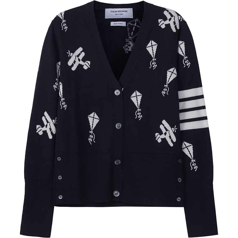 汤姆·布朗 THOM BROWNE 女士美利奴羊毛V领针织衫羊毛衫开衫FKC423A Y1002