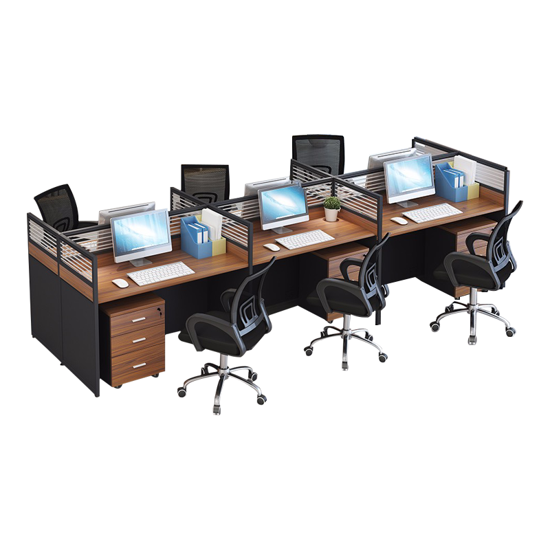 DYUANS东原屏风办公桌3.6米六人位一字型职员电脑桌DY-E3606